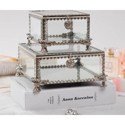 Gold Jewelry Box Retro Princess Glass Transparent Luxury Storage Box