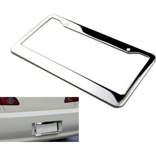 1PCS Chrome Stainless Steel Metal License Plate Frame Tag Cover With Screw Caps