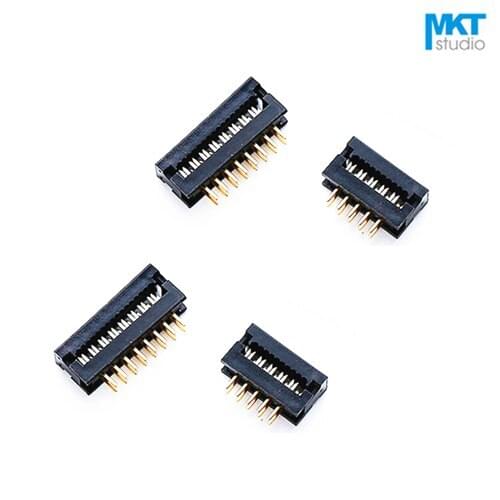 10Pcs Gold Plated Straight Pins FD2.54 2.54mm Pitch Male IDC Cable Transition Header Sample 6P 8P 10P 12P 14P 16P 18P 20P