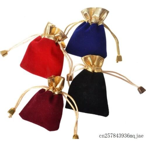 1000pcs Phnom Penh Gold Bead Velvet Bag Jewellery Pouch Gift Bags Wedding Drawstring Bag