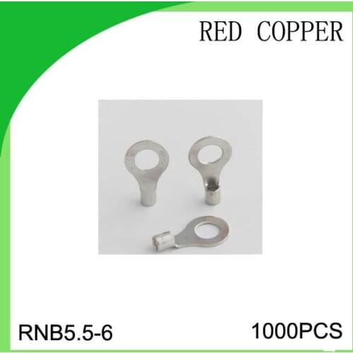 Red copper 1000 PCS RNB5.5-6 cold-pressure terminal connector cable lug high quailty