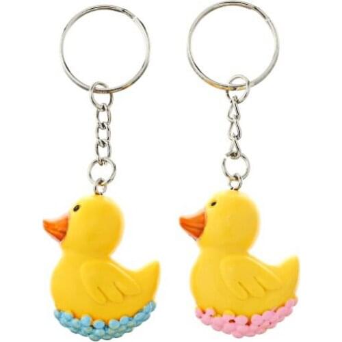12PCS Little Yellow Duck Keychain In Pink/Blue Gift Box Perfect For Baby Birthday Souvenir Newborn Christening Party Giveaways