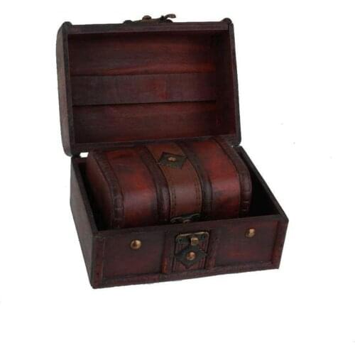 2Pcs Large And Small Wooden Storage Box Retro Jewelry Box