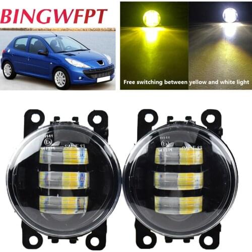 2pcs/lot For Peugeot 206+ T3E 2009 2010 2011 2012 Car H11 Interface 12V LED White And Yellow Fog Light