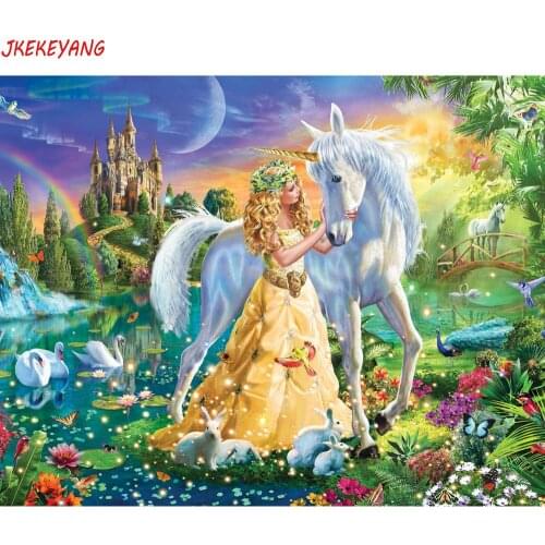 5D DIY square/round Diamond Painting Princess and unicorn Cross Stitch Diamond Embroidery Pattern Rhinestone J1736