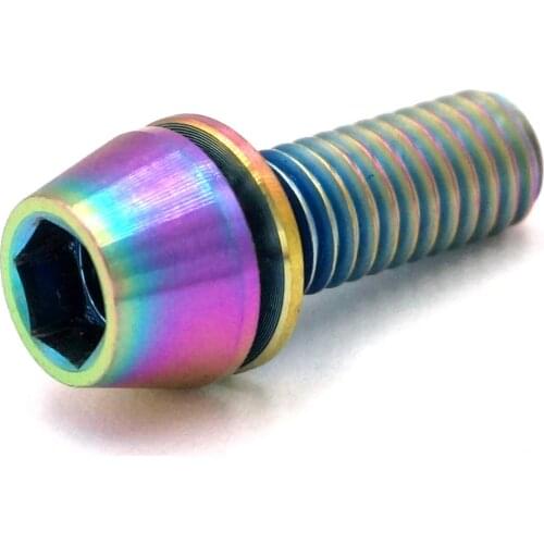 LOT 4 M6 x 16mm Colorful TC4 GR5 Titanium Alloy Allen Hex Screw Taper Cone Head Bolts With Washer For Bicycle