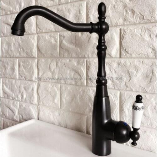 Oil Rubbed Bronze Bathroom Basin Faucet Hot Cold Mixer Tap Single Handle Basin Tap Mixer Tap Nnf377