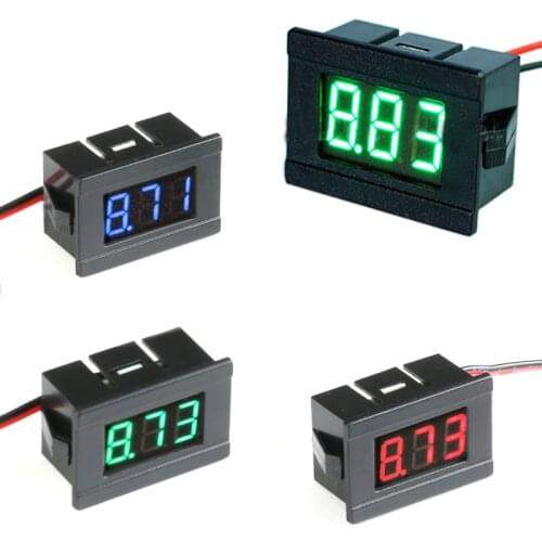 0.36in 4.5V to 30V DC Digital Voltmeter Voltage Panel Meter Red/Blue/Green For 6V 12V Electromobile Motorcycle Car