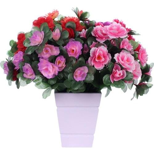 Artificial Flowers Simulation Rhododendron Silk Flower Home Wedding Decoration Plastic Fake Flowers DIY Craft Plants Gifts