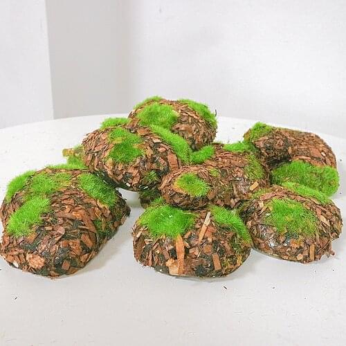 3 Sizes Faux Green Moss Covered Stones Artificial Moss Rocks Decorative Garden DIY Decoration Home Plants Crafting