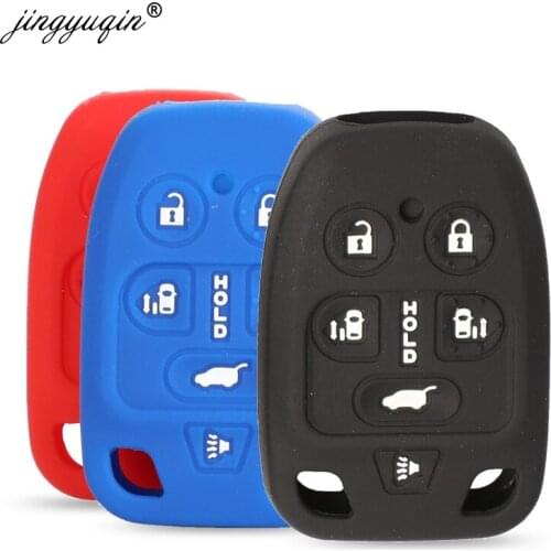 Jingyuqin 30pcs/lot 6 Buttons Silicone Car Key Case For HONDA /ODYSSEY 2011 2012 2013 2014 Key Cover Fob Holder