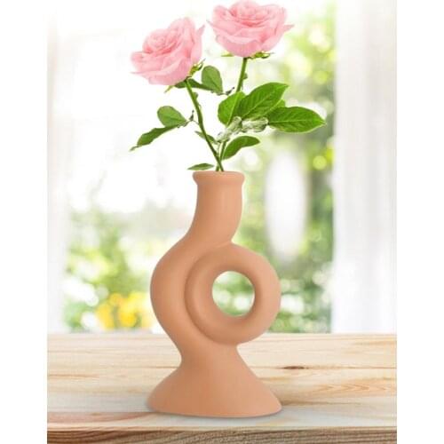 Farmhouse Decor Nordic Style Ceramic Vase Dry Flower Plant Holder Vase Creative Art Desktop Home Living Room Decoration 2021 New