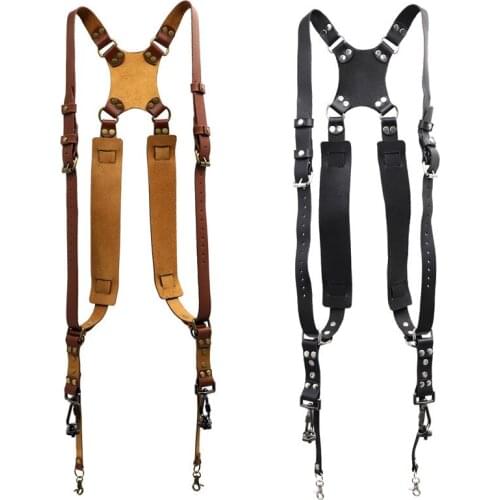 Leather Camera Strap Cross Shoulder Adjustable Photographer Harness For Nikon Pentax Durable Shoulder Straps