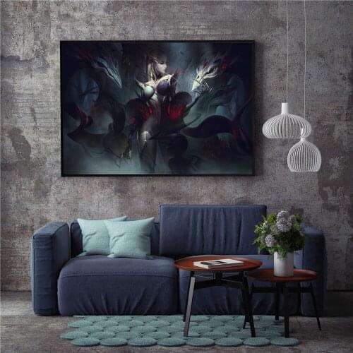League of Legends Witch Coven Skin Sexy Evelynn HD Oil Painting Mural Livingroom Decoration Pictures Canvas Decorative Paintings