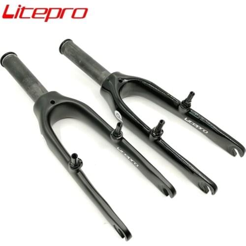 LITEPRO Carbon Carbon Fiber Fork 412 K3 BMX Folding Bike 74mm Front Fork 14 Inch V Brake Folding Bicycle Part