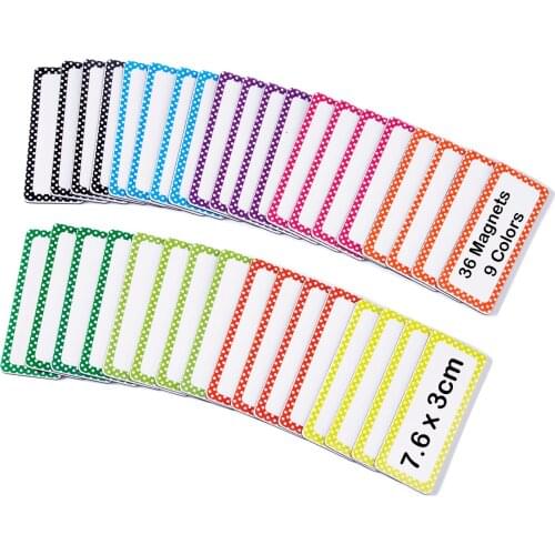ZazzyKid Magnetic Name Plates Dry Erase Labels: 36 pcs 7.6 x 3cm, 9 Colors, Office & School Supplies