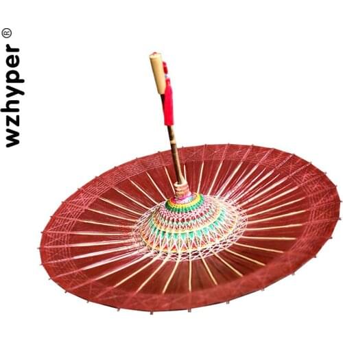 Oil paper umbrella pure handmade traditional classical rainproof sunscreen practical old-fashioned retro tung pure color red