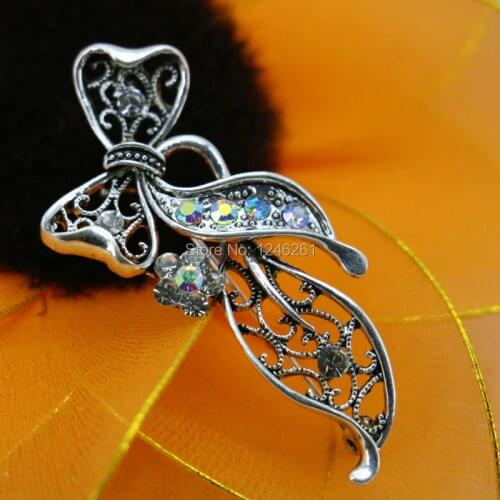 Fashion Butterfly Rhinestone Brooch Glass Beaded Breastpin Brooches Crystal Bowknot bouquet Jewelry making Design 28*59mm
