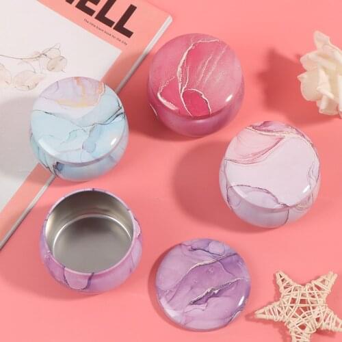 Marbling Tea Candy Jewelry Storage Box Candle Jar Christmas Small Iron Box Wedding Favor Tin Box House Decor Display