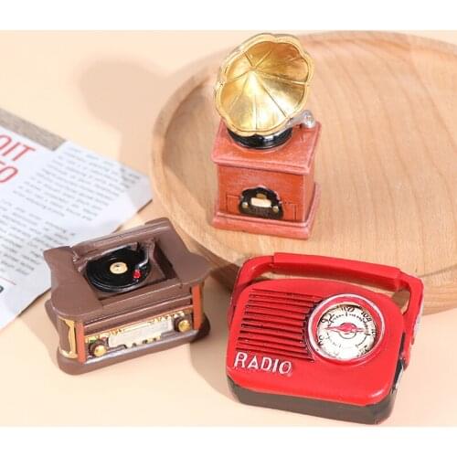 New!Dollhouse Mini Retro Radio Phonograph Resin Simulation Toy Doll House Ornament DIY Crafts Miniatures Figurines Decoration