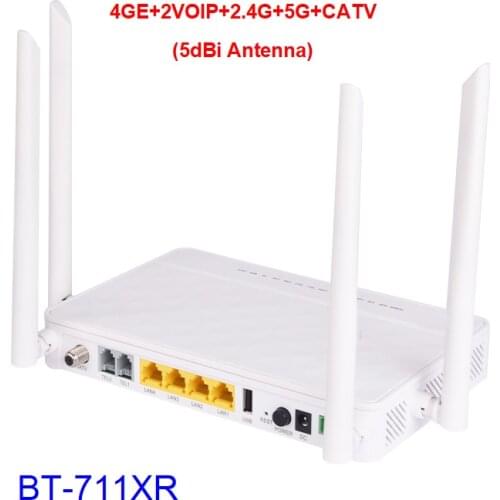 NEW Dual Band WIFI Gpon ONU XPON 4GE 2VOIP 2.4G 5G CATV Fiber Optic Equipment FTTH Network Router