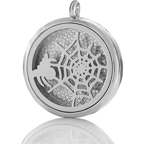 MODKISR Wholesale New Product Generous Fashion Perfume Air Freshener Diffuser Magnet Stainless Vent Spider Web Necklace Jewelry