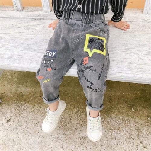 2-7T Toddler Kid Baby Boy Jeans Fashion Spring Infant Clothes Print Loose Denim Pants Cute Sweet Streetwear Child Trousers