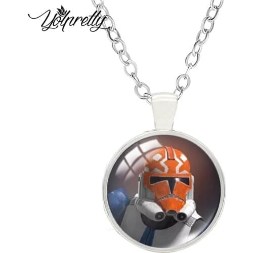 Star Wars Cartoon Paintings Glass Cabochon Necklace Fashion Necklace Pendants Jewelry