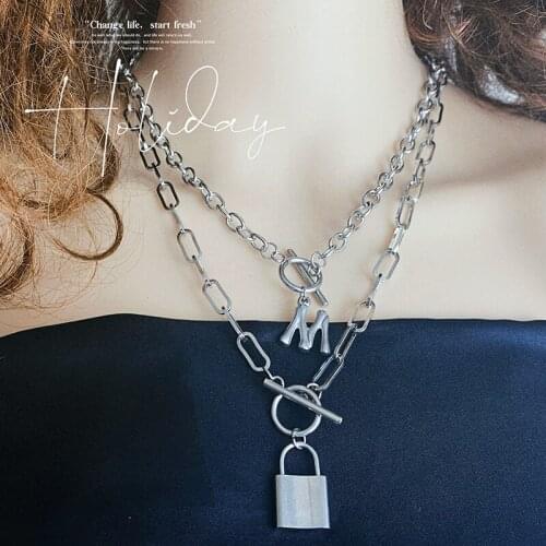 Letter Light Luxury Stainless Steel Necklace Men and Women Design Pendant Necklace Clavicle Chain Jewelry Gift