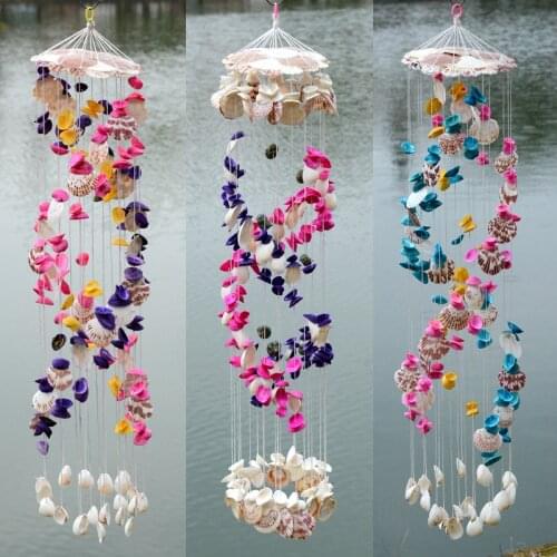 Mediterranean Natural Shells Wind Chime Hanging Decor Exquisite Seashell Windbell Aeolian Bells Crafts Ornaments Wedding Gifts