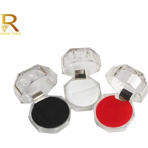 10pcs Clear Acrylic Crystal Ring Earrings Display Boxes Storage Organizer Package Case Transparent Jewelry Box