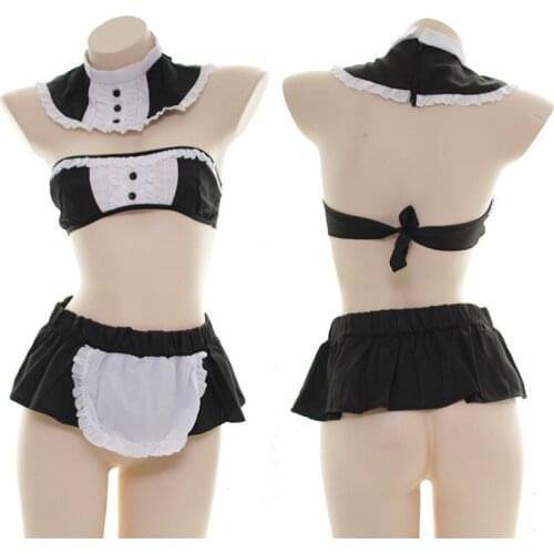 Sexy Lingerie Cosplay Clothing Deep Temptation Bunny Black White Kawaii Maid Lace Costume Babydoll Erotic Cute Uniform