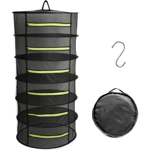 Foldable Drying Rack Net Dryer 4/6/8 Layer Herb Dryer Black/Green Mesh Hanging Dryer Rack With Zippers