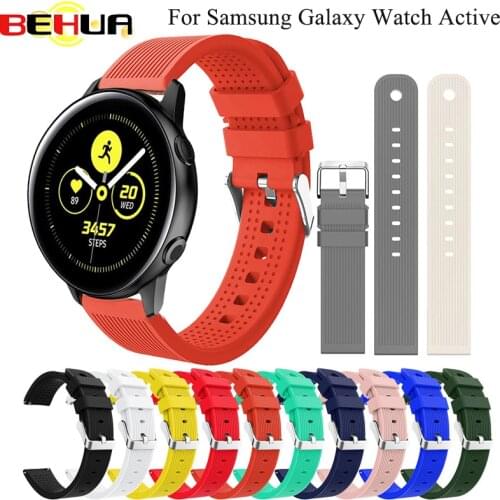 Sport 20mm Watch Strap Band Silicone For Samsung Galaxy Watch active Bands Smart Bracelet Replacement Watch Strap Accessories