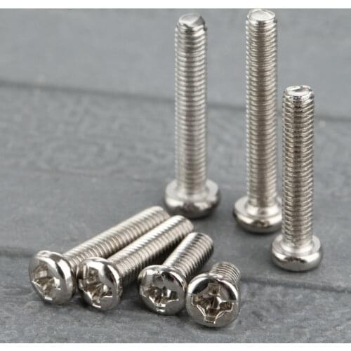 50Pcs Phillips Cross Pan Head Screws Carbon Steel Nickel Plated Machine Electronic Small Screw Bolts M3 *6/8/10/12/14/16/18/20mm