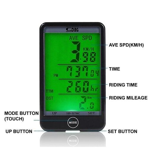 Waterproof Wired MTB Bike Bicycle Cycling Computer Odometer LCD Backlight Dispaly Speedometer Watch LED Digital Rate