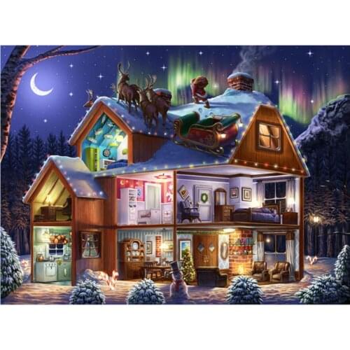 Deer Embroidery Mosaic Craft Night Light Villa Diamond Painting Kit Crystal Picture Wall Paper Rhinestone Drawing Christmas Gift