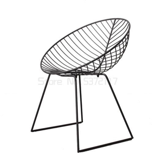 Iron chair Nordic outdoor single back armrest simple hollow book table chair simple dining chair