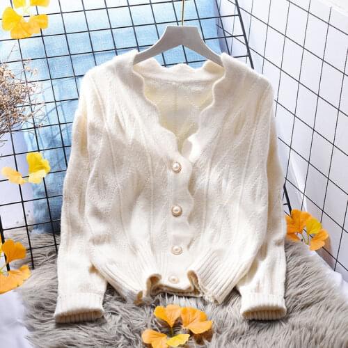 Lazy style hollow knit cardigan women loose spring and autumn 2021 new single-breasted all-match outer sweater jacket