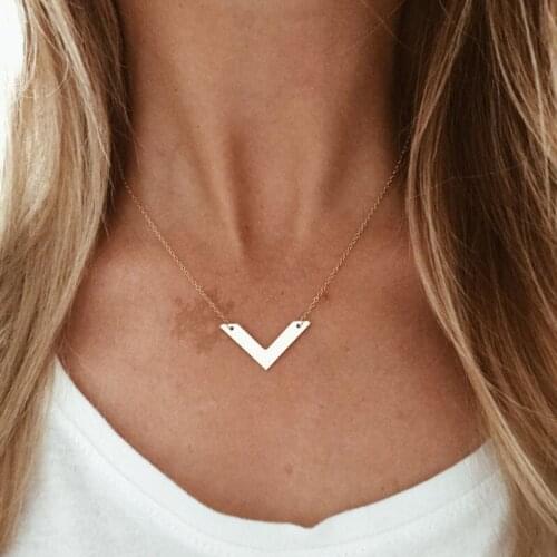 Gold Filled V Necklace Handmade Jewelry Boho Necklace Choker Pendants Kolye Jewelry Necklace for Women