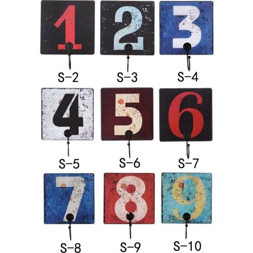 1PC Creative Retro Hooks Dressing Room Clothing Store Digital Key Hook Wall Hanger Walls Wall Decorations ME 019