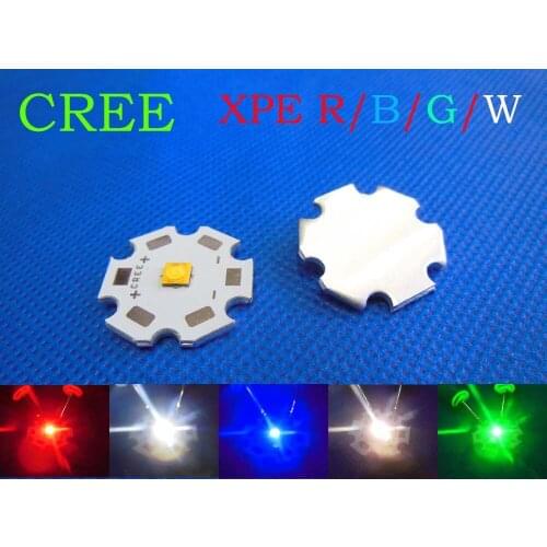 10pcs X Cree XPE XP-E R3 3W LED Neutral White Cool White Red Green Blue Royal Blue LED with 20MM heatsink