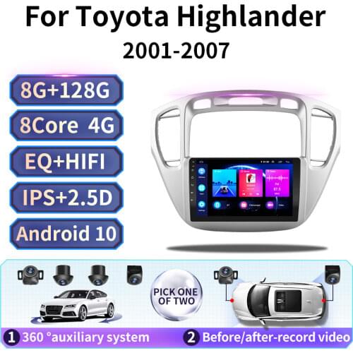 2 din For Toyota Highlander Android 10 2001 2002-2007 car video multimedia player Car Radio GPS navigation player with no dvd