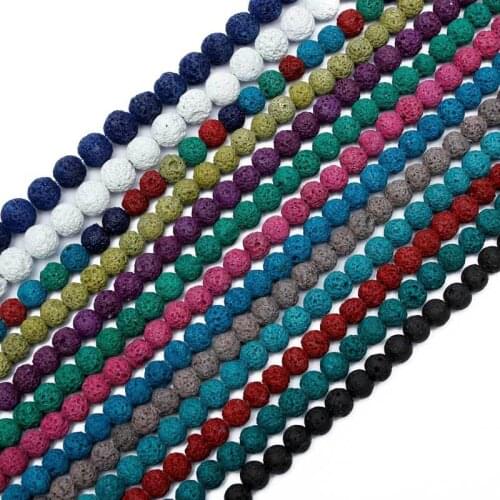 2018 Colorful Volcanic Lava Stone Round Loose beads Natural Stone Rock Ball Wholesale DIY For Jewelry Bracelet Making Gift B