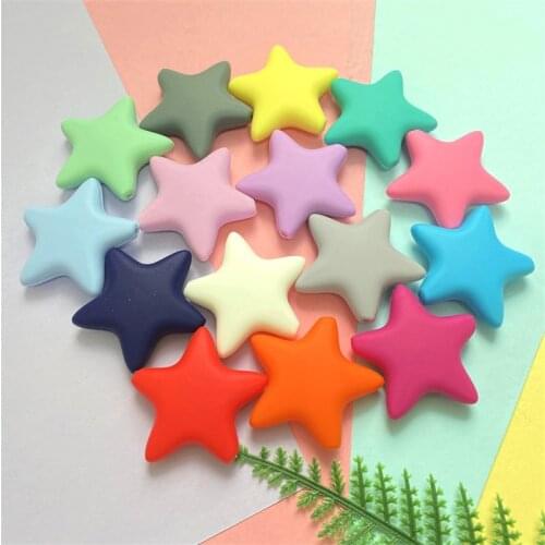 50PCS Baby Silicone Five-pointed Star BPA Free Food Grade DIY Necklace Charms Baby Chew Toy Nursing Accessory Teething