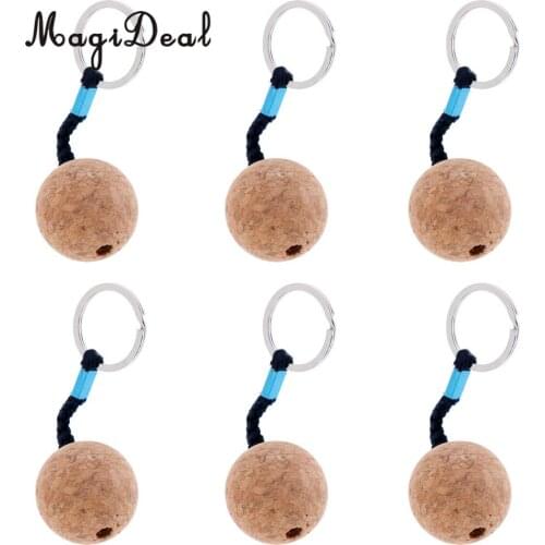 6Pcs Ultralight 3.5cm Floating Cork Keyring Key Chain Water Buoyant Key Ring Marine Sailing Boat Float Replacement Accessories