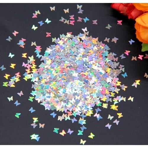 8g Pailettes PET Ultrathin Sequin 3mm Butterfly Laser Glitter Sequins for Nail Art Decoration Body Art Painting Nail DIY Decor