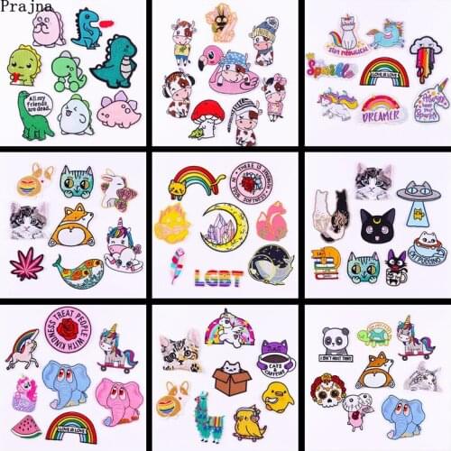 8PCS Cartoon Patches For Clothing Thermoadhesive Patches Animal Cat Unicorn Patch Iron On Patches On Clothes Stickers Badges