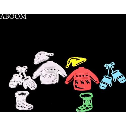 ABOOM Hot Christmas Cloth Hat Glove Sock Set Metal Cutting Dies Scrapbooking Embossing Stencil Cards Home Decoration DIY Die Cut