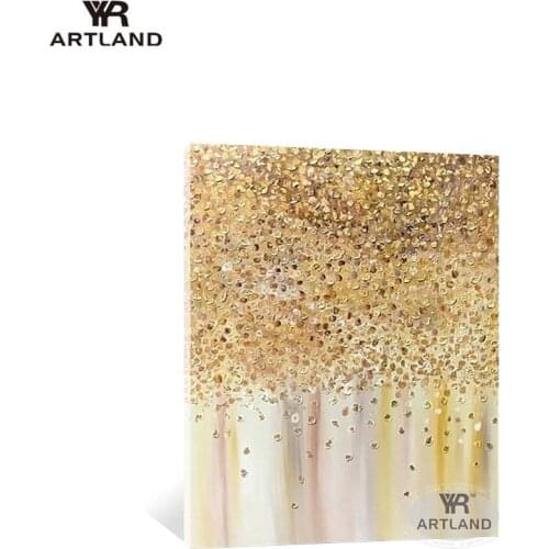 Abstract Shiny gold foil picture for Christmas decorations Hand drawn texture cavnas oil painting wall art poster for Entrance